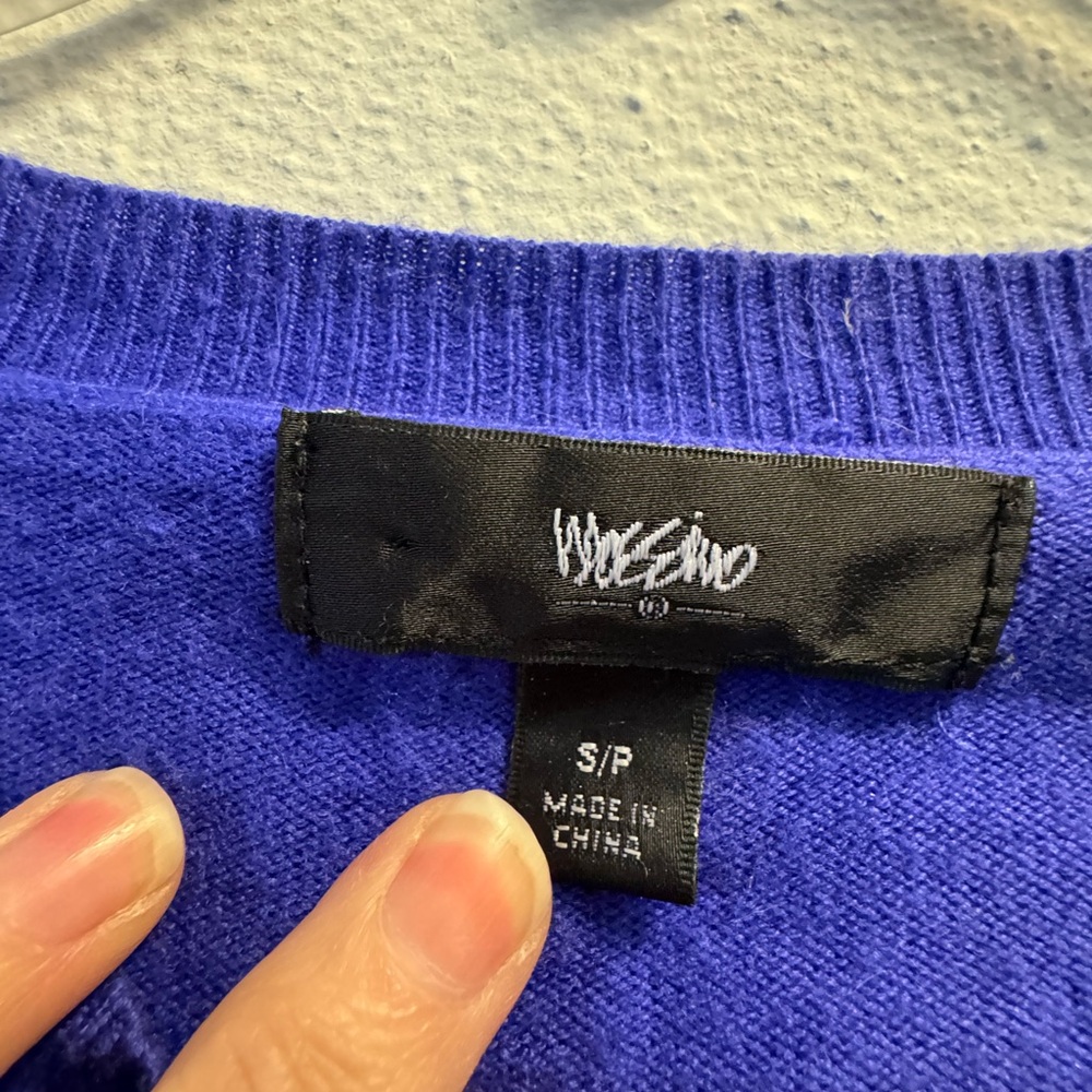 Royal Blue Knit Crewneck Sweater with Black Woven Tag - Picture 2 of 6